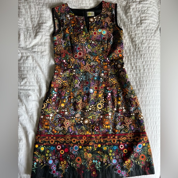 Mandala Design Cotton Dress - Size Small - Black Dot Pattern - Picture 4 of 10